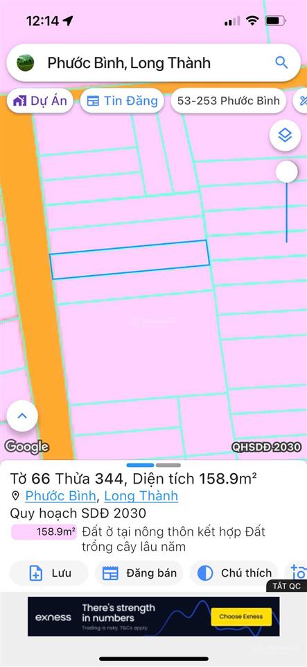 Lô liền kề ở ấp 3 phước bình, đường nhựa thông, cách ql51 chỉ hơn 1km, shr thổ cư