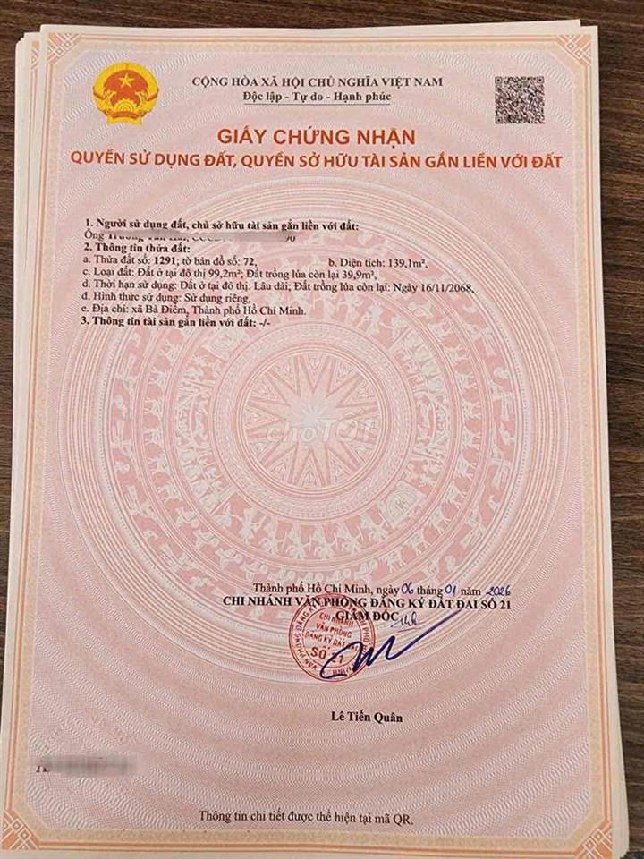 💥Còn 1 Lô ĐẤT F0 Giảm 200tr  5x22 Sổ Sẵn Thổ Cư  100% Bà Điểm