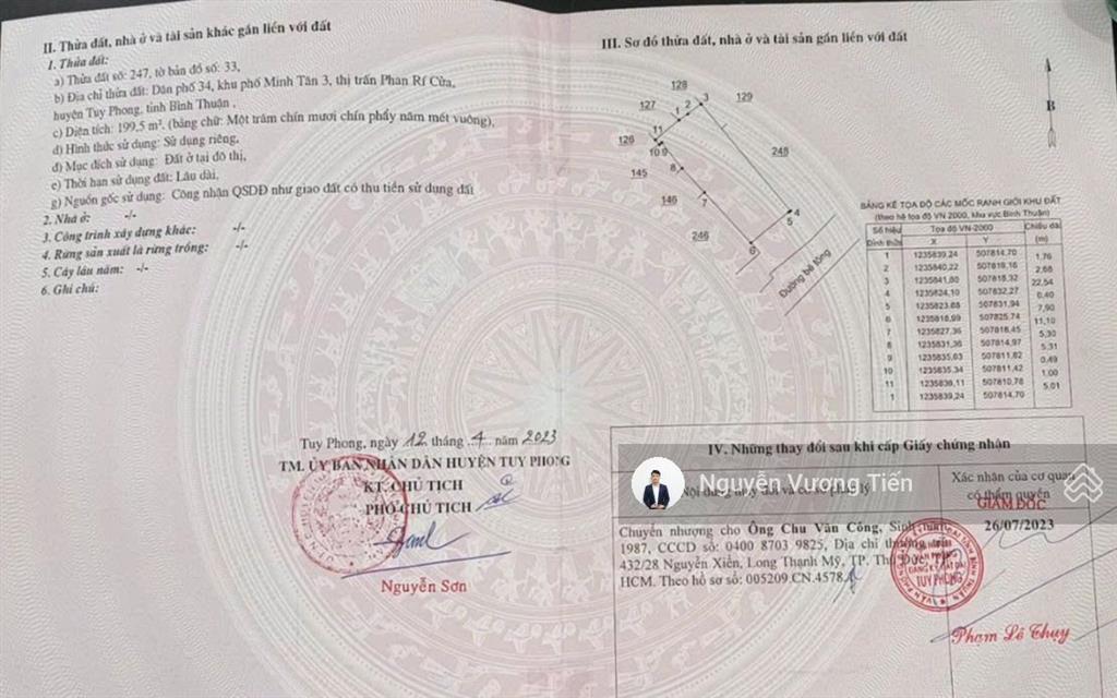 Đầu tư sinh lời đất mặt biển phan rí cửa view trực diện, 200m giá 3,5 tỷ ngang 8.3 nở hậu