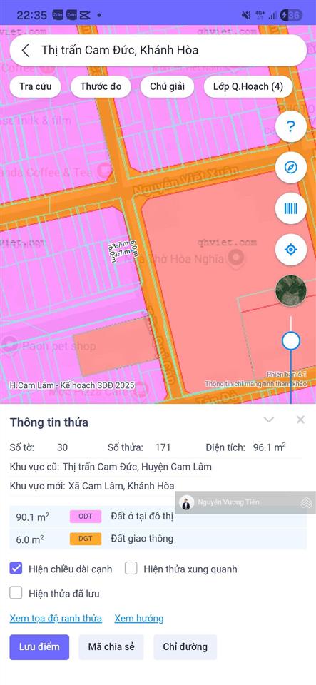 2,5 tỷ đất bàn cờ cam đức 99m² 90m2 tc mt trần quý cáp sau nhà thờ hòa nghĩa  kinh doanh được