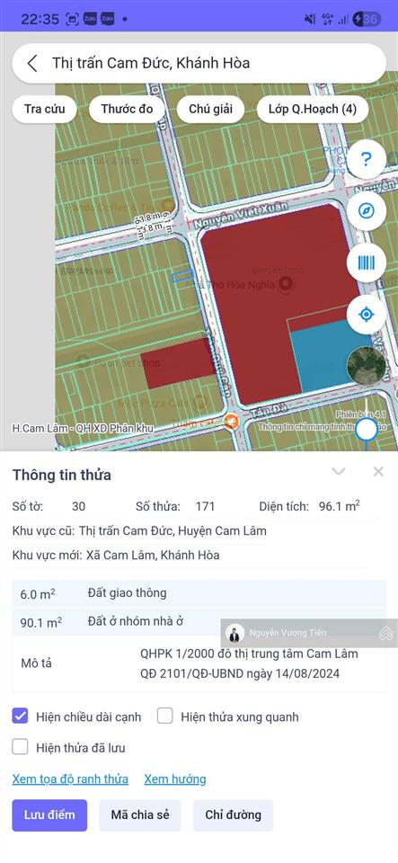 2,5 tỷ đất bàn cờ cam đức 99m² 90m2 tc mt trần quý cáp sau nhà thờ hòa nghĩa  kinh doanh được
