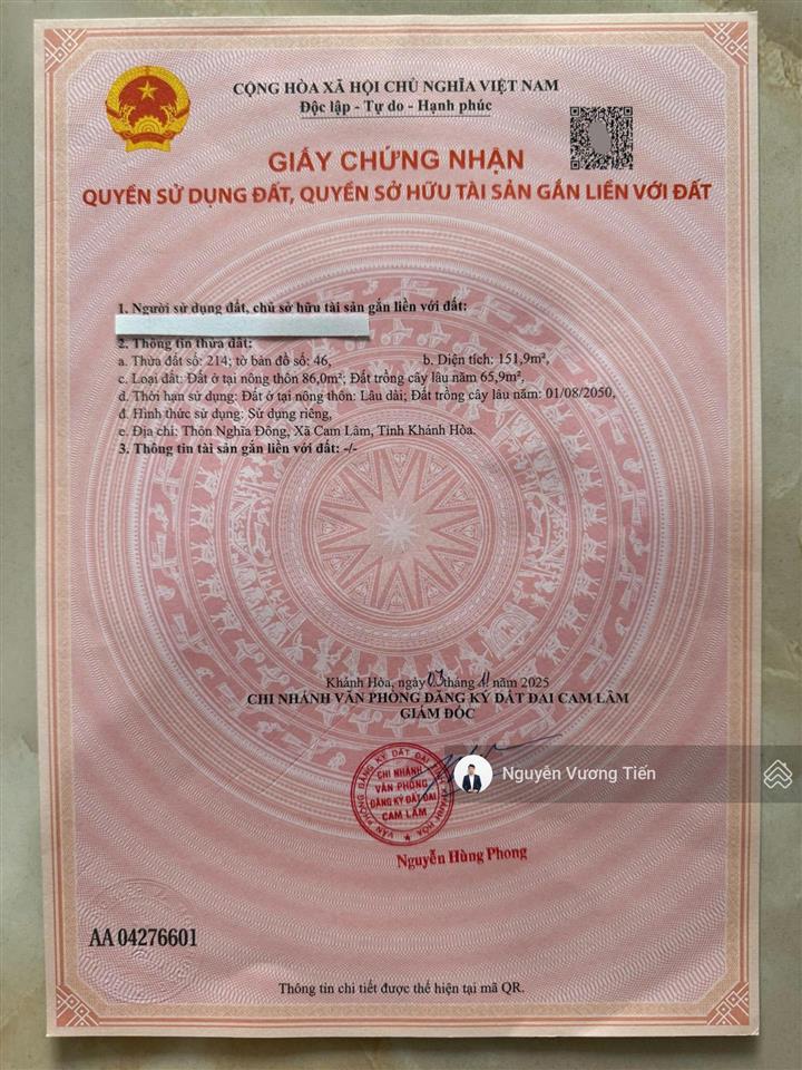 Đất bàn cờ cam đức đường xuân diệu ngang 5x30m đường nhựa đang làm. kinh doanh được chỉ 2,9 tỷ