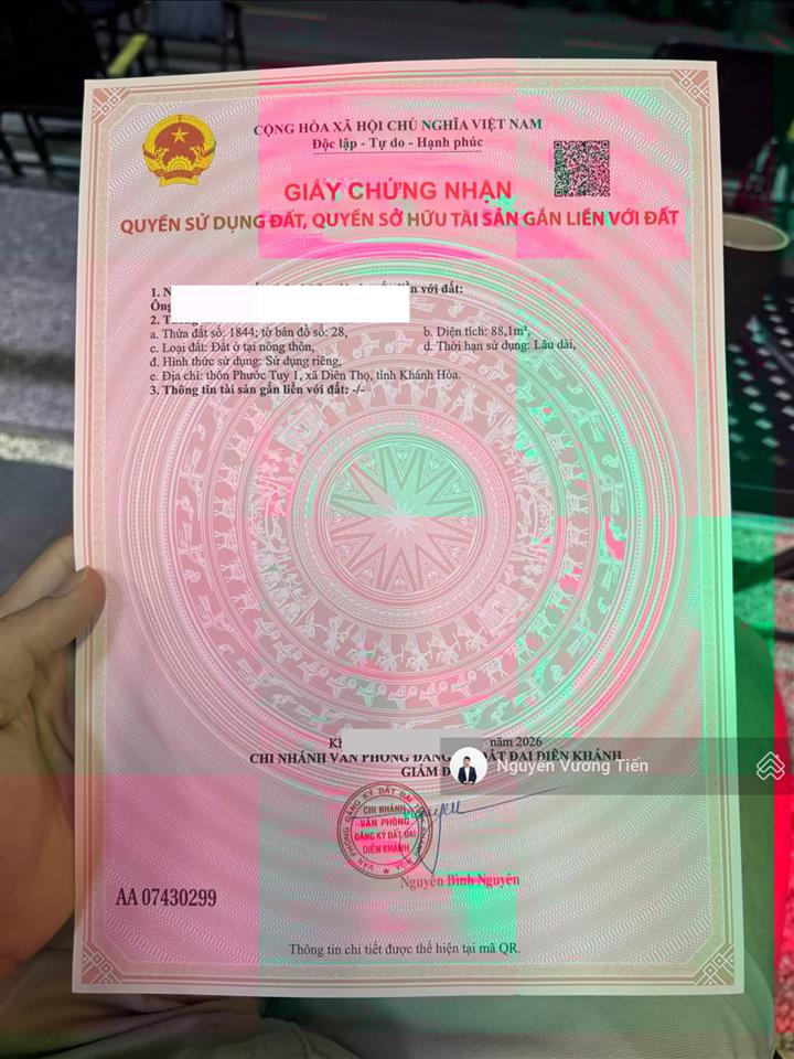 599 triệu đất diên phước 88m2 thổ cư ngang 5,27m gần chợ chỉ 150m. thiện chí bớt lộc