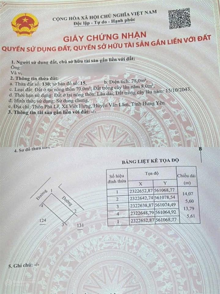 Siêu phẩm lô góc 78m đất việt hưng văn lâm hưng yên đường rộng giá nhỉnh 2 tỷ