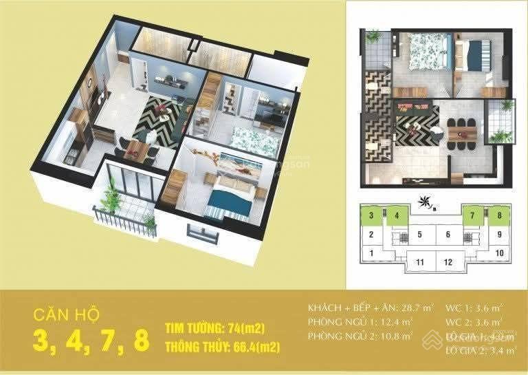 Chính chủ bán gấp chcc 74m 2n2wc tòa tabudec cầu bươu, sđcc, đủ nội thất chỉ hơn 4 tỷ
