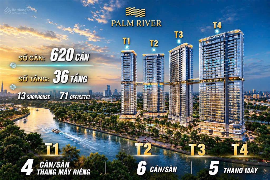 Palm river căn 85m | 2pn | giá khoảng 10 tỷ sở hữu không gian sống 3 mặt sông ngay khu đông
