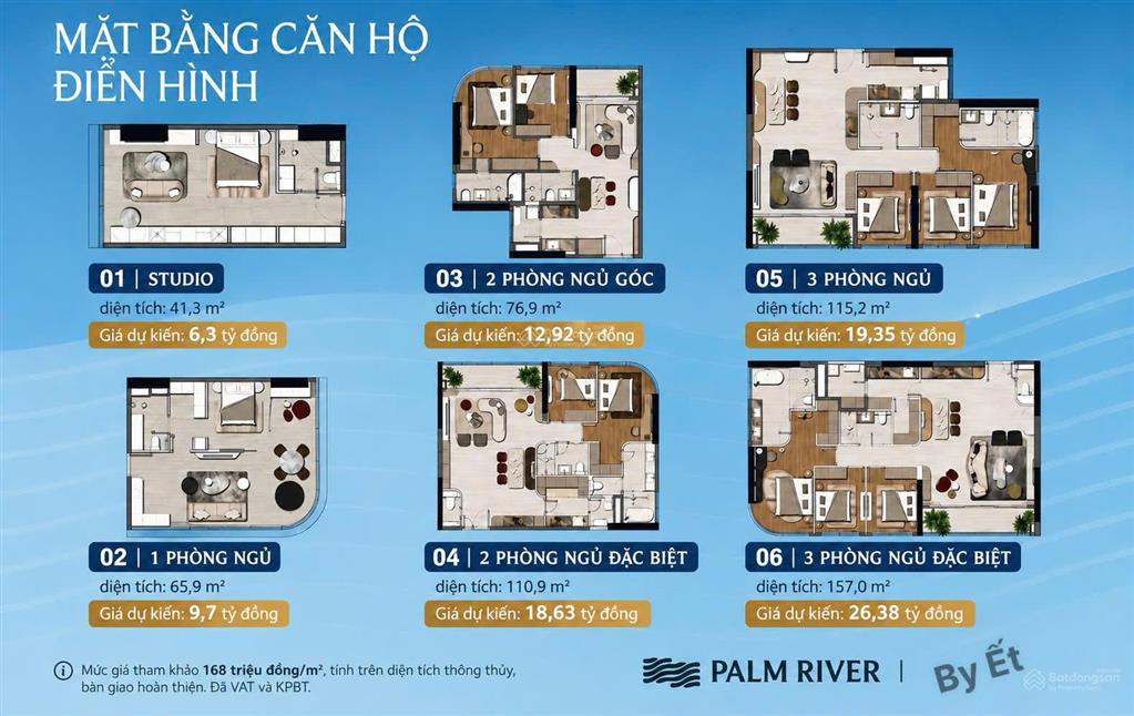 Palm river căn 85m | 2pn | giá khoảng 10 tỷ sở hữu không gian sống 3 mặt sông ngay khu đông