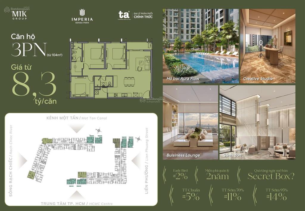 Mở bán imperia sensa park 3pn 94m2 từ 8,3tỷ chính sách booking đợt đầu 100 triệu,thanh toán chỉ 10%
