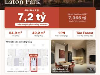Cần bán gấp căn eaton park  tòa a2, căn 1pn, giá 7,2 tỷ | thấp hơn giá gốc 166 triệu