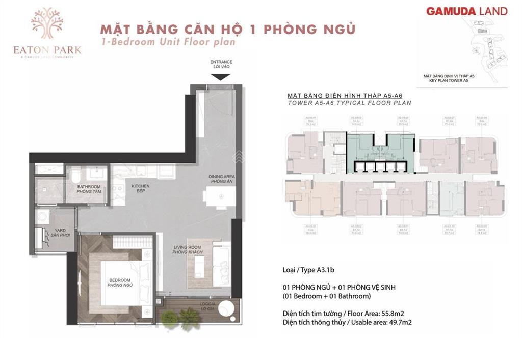 Cần bán gấp căn eaton park  tòa a2, căn 1pn, giá 7,2 tỷ | thấp hơn giá gốc 166 triệu