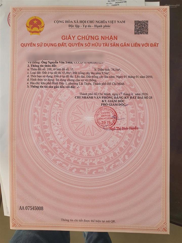 Bán nhà gần nhà thờ lái thiêu, 3 phòng ngủ, 1 trệt 1 lầu giá 3tỷ980