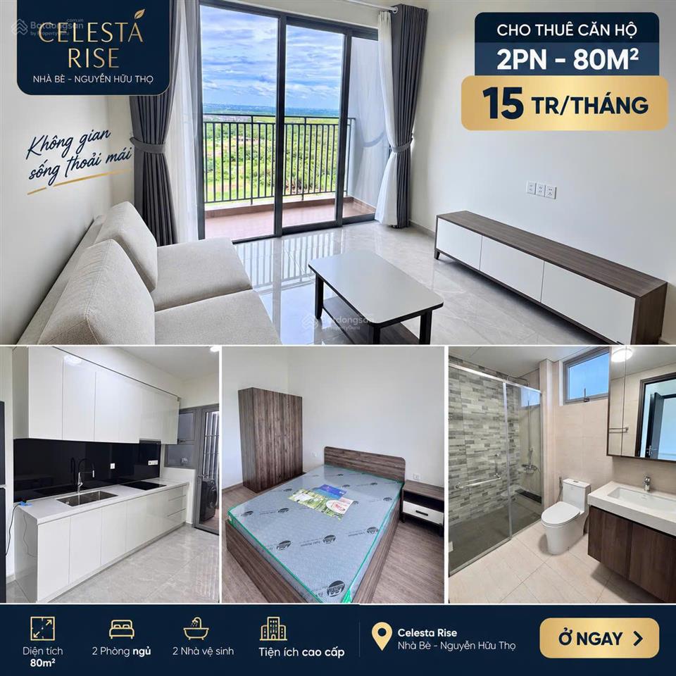 Chỉ 15tr/tháng 2pn 2wc 80m full nội thất  hotline 0906 233 ***  celesta rise, ở ngay
