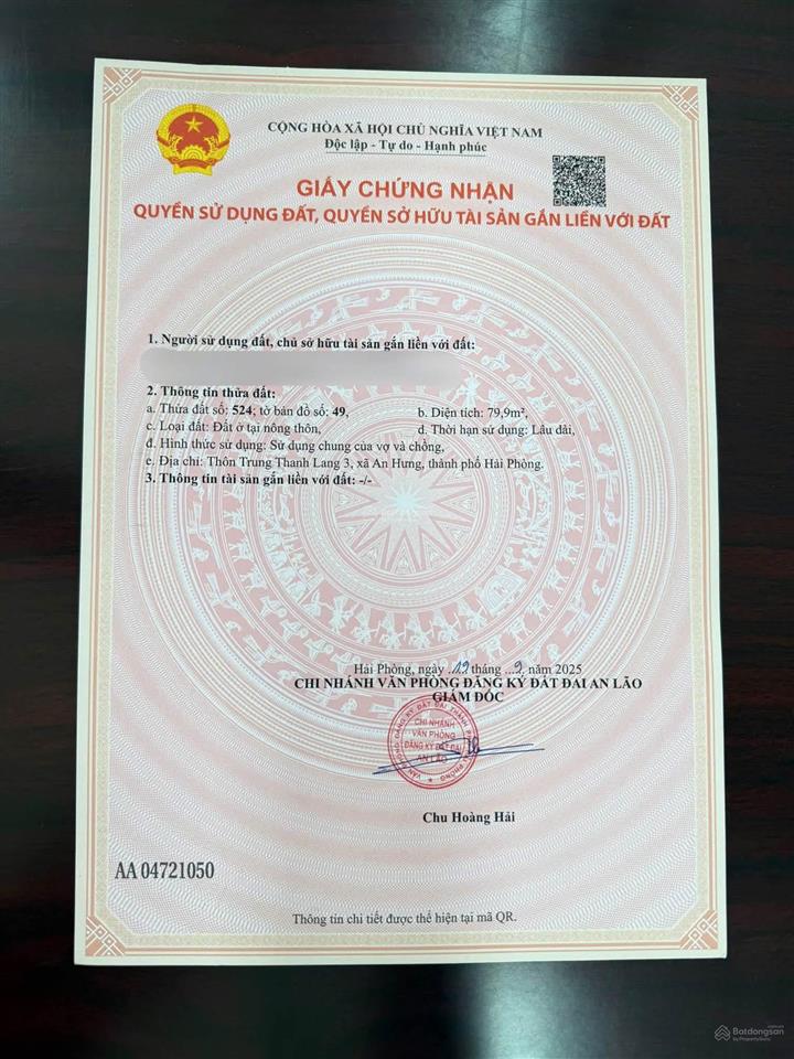 Bán gấp đất nền 80m2 tại an thái, an lão, hải phòng, giá 880 triệu vnd