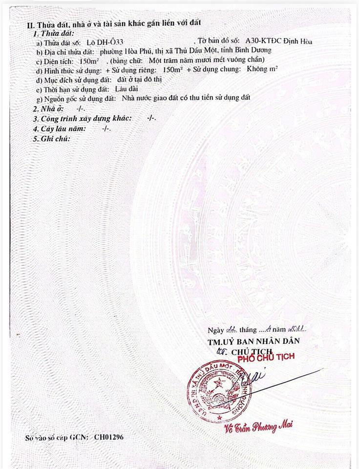 Bán gấp đất hòa phú 7,5x20m ngay khu dân cư vip gần siêu thị aeon thành phố mới bình dương