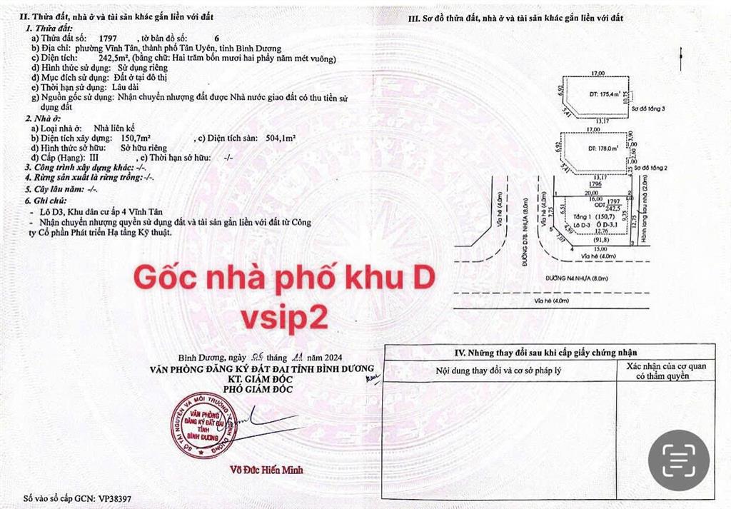 Bán gấp căn góc 3 mặt tiền kinh doanh ngay khu vip vĩnh tân kinh doanh cho thuê ngay tân uyên bd