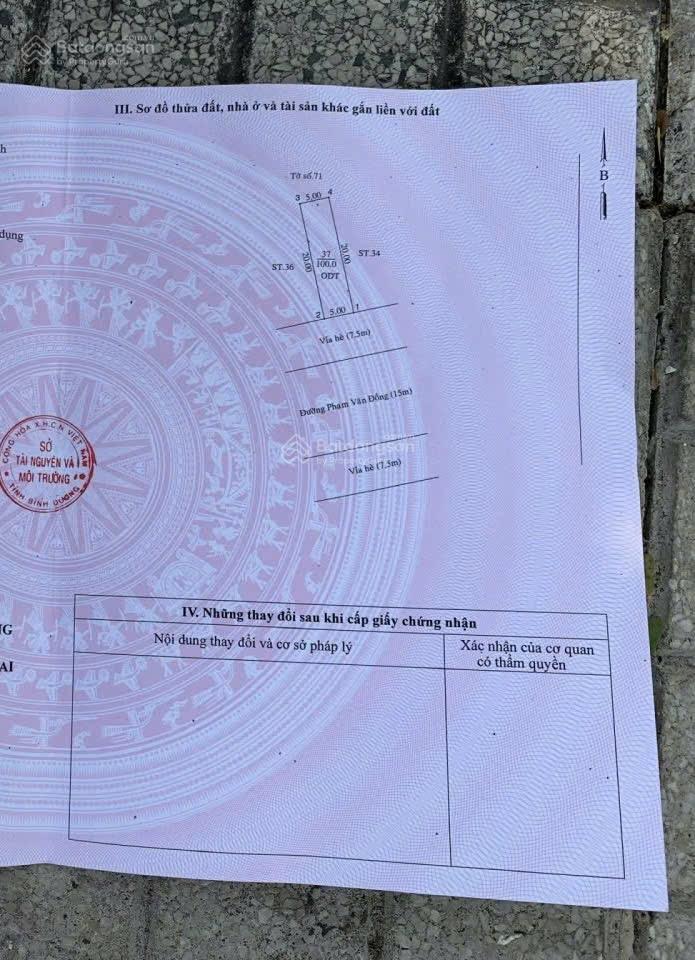 Bán gấp giảm giá bán nhanh mặt tiền phạm văn đồng trung tâm tp mới bình dương