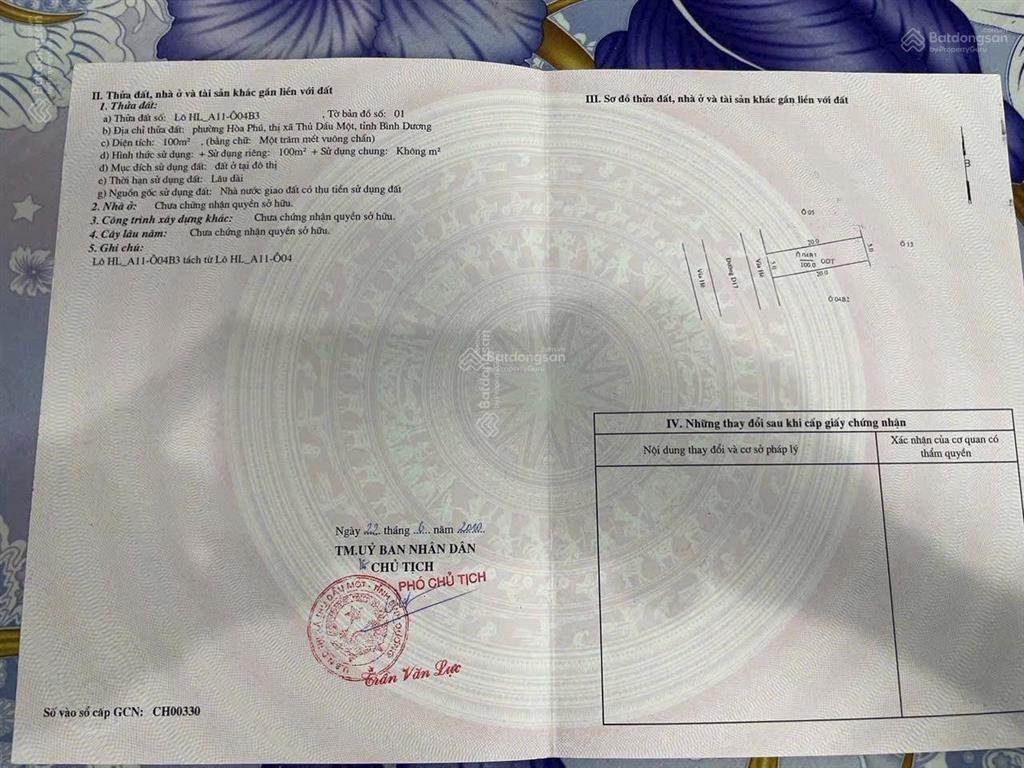 Bán đất đẹp khu dân cư hòa phú ngay ubnd phường bình dương trung tâm gần chợ