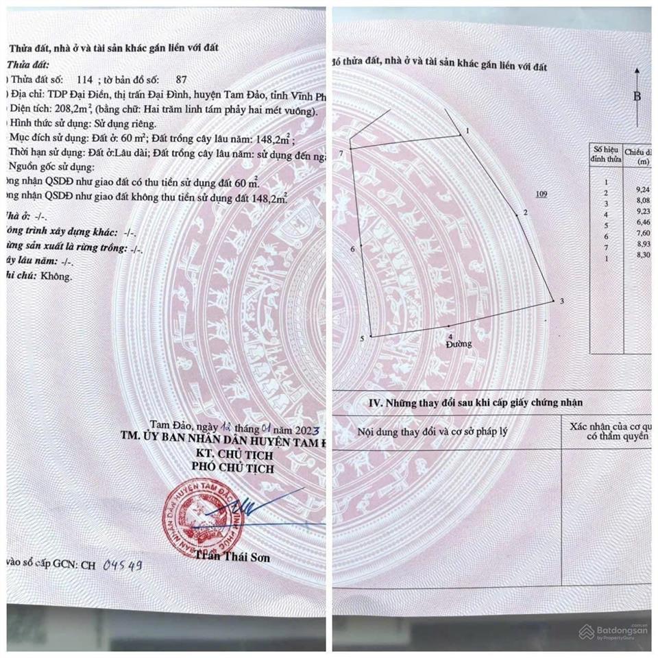 Bán đất tặng nhà full nội thất dt rộng 208m2 ở tam đảo vĩnh phúc