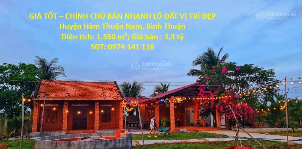 Cgiá tốt  chính chủ bán nhanh lô đất vị trí đẹp huyện hàm thuận nam, bình thuận