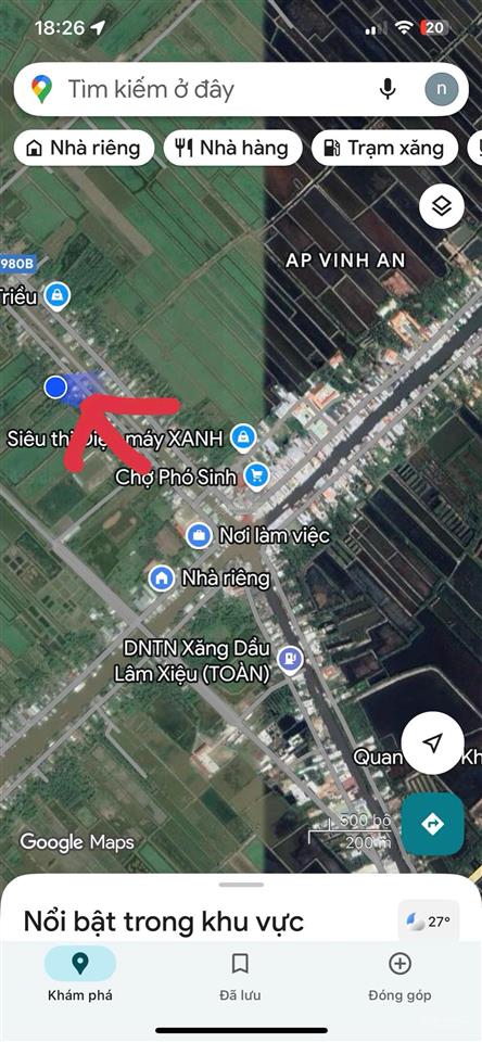 Đất chính chủ  bán gấp lô đất tiềm năng 2 mặt tiền tại phước long, bạc liêu