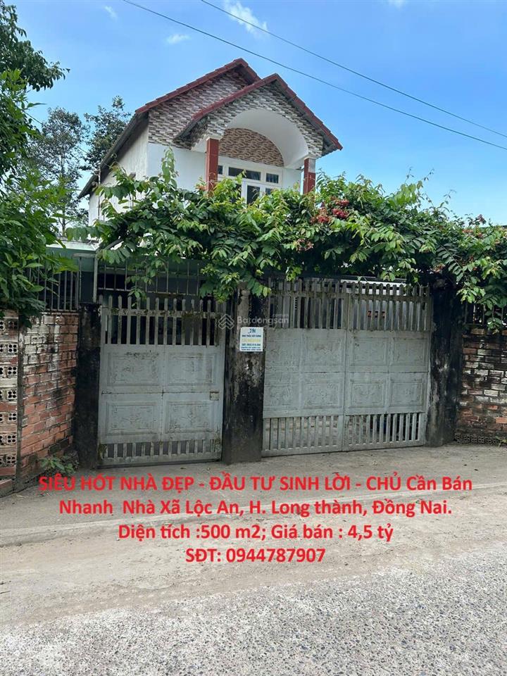 Siêu hót nhà đẹp  đầu tư sinh lời  chủ cần bán nhanh nhà xã lộc an, h. long thành, đồng nai.