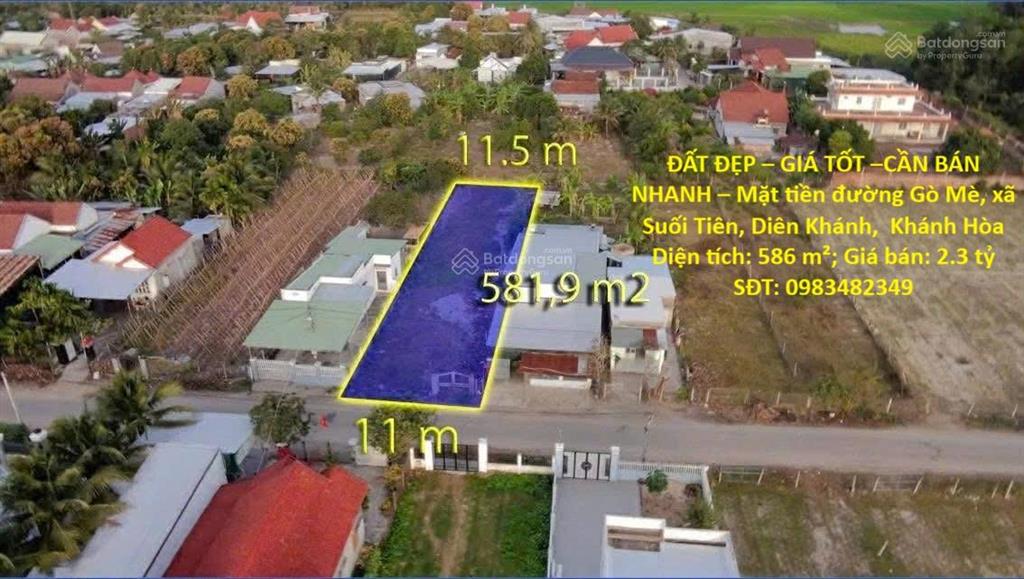 Đất đẹp  giá tốt cần bán nhanh  mặt tiền đường gò mè, xã suối tiên, diên khánh, khánh hòa