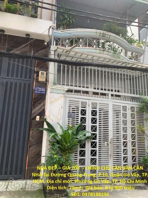 Nhà đẹp  giá tốt  chính chủ cần bán căn nhà tại đường quang trung, p.10, quận gò vấp, tp. hcm