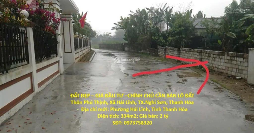 Đất đẹp  giá đầu tư chính chủ cần bán lô đất thôn phú thịnh, xã hải lĩnh, tx.nghi sơn, thanh hóa