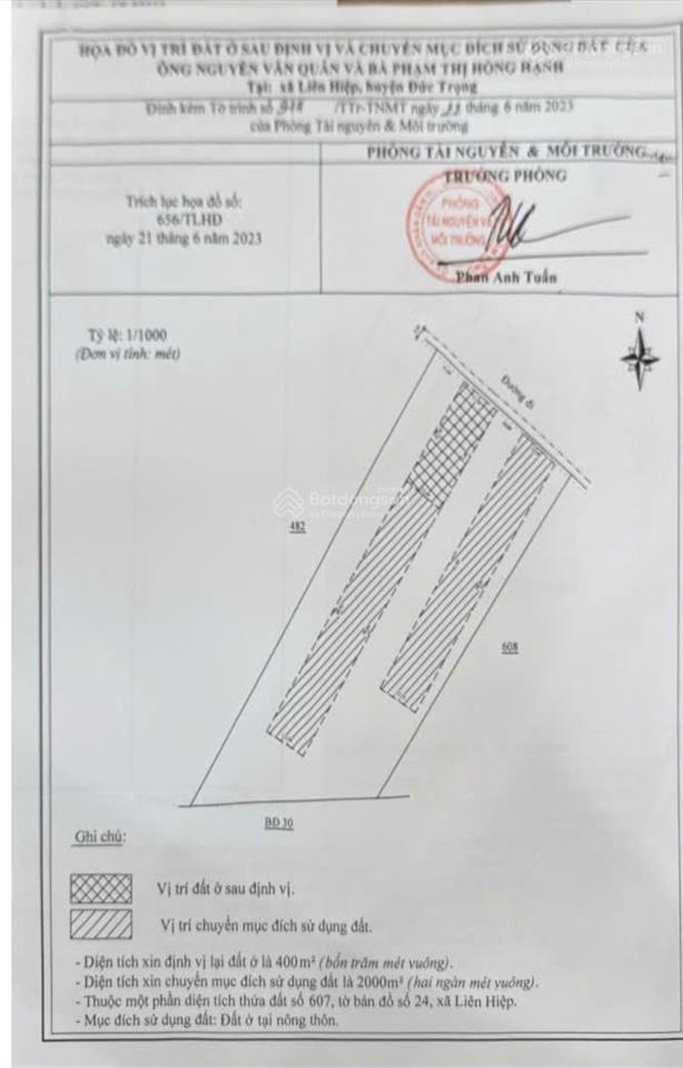 Chính chủ cần bán đất mặt tiền 6500m2 chỉ 3,3 triệu/m2 xã liên hiệp, huyện đức trọng, lâm đồng