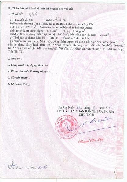 Bán đất có nhà cấp 4 + phòng trọ đang kinh doanh  thu nhập sẵn 6 triệu/ tháng  tp bà rịa