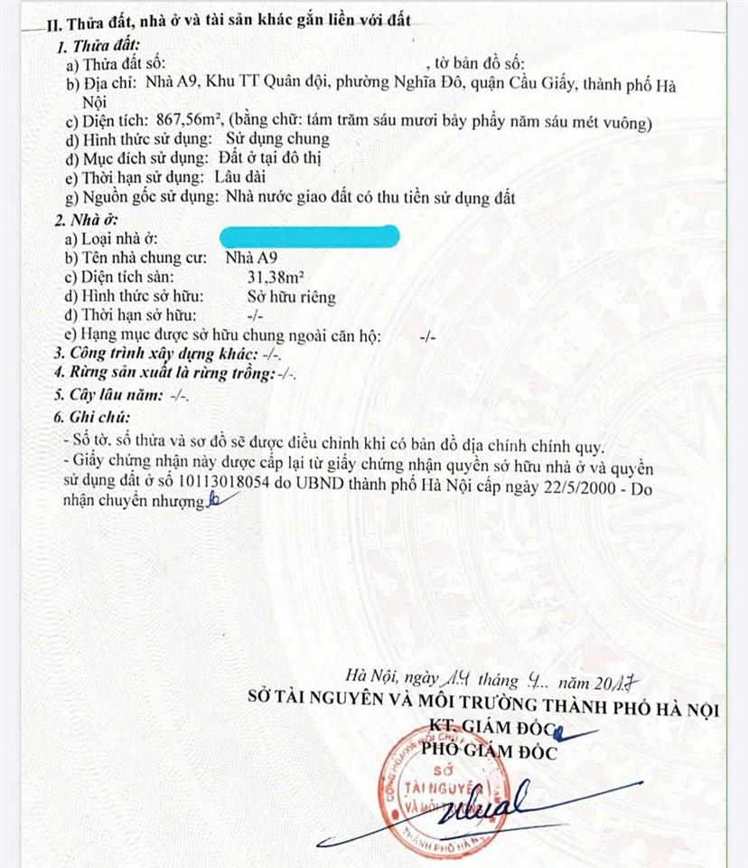 Cần bán nhanh căn hộ nhà a9, khu tập thể do học viện quốc phòng xây dựng tại q. cầu giấy, hn