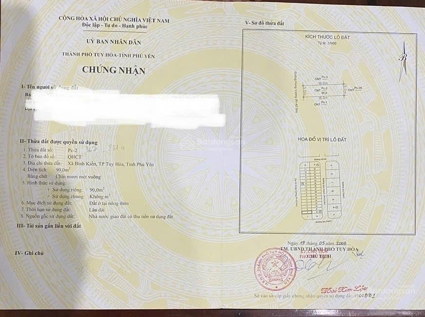 Bán đất mặt tiền hùng vương  vị trí đẹp kinh doanh  xã bình kiến, thành phố tuy hòa, tỉnh phú yên