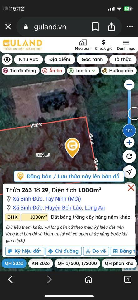 Cơ hội đầu tư sinh lời  siêu phẩm làm nhà vườn 1.000m² tại xã bình đức, bến lức, long an
