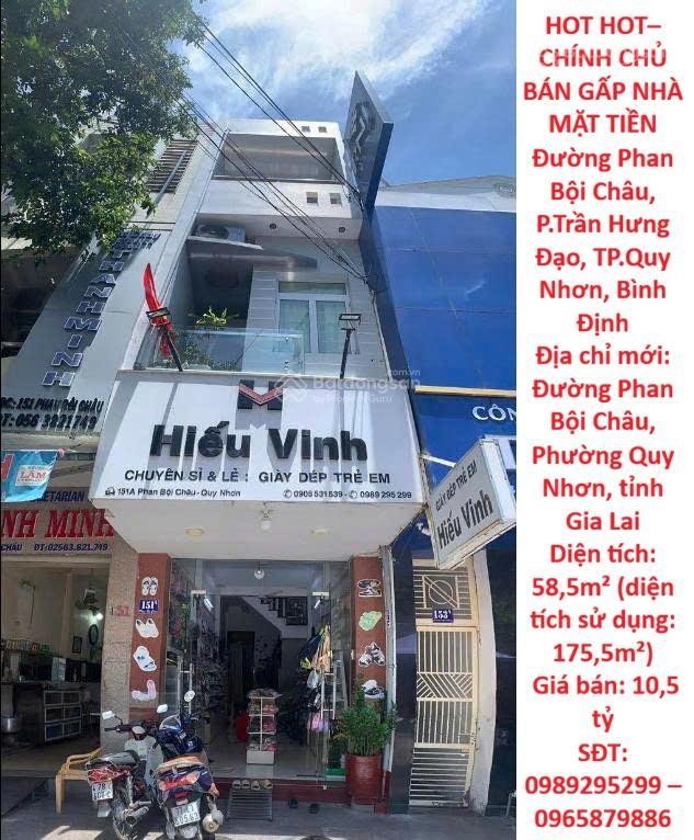 Hot hotchính chủ bán gấp nhà mặt tiền đường phan bội châu, p.trần hưng đạo, tp.quy nhơn, bình định