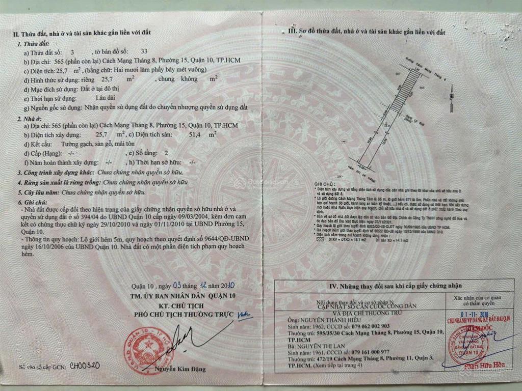 Đầu tư sinh lời cần bán lô đất mặt tiền tại đ. cách mạng tháng 8, phường 15, quận 10, tp. hcm