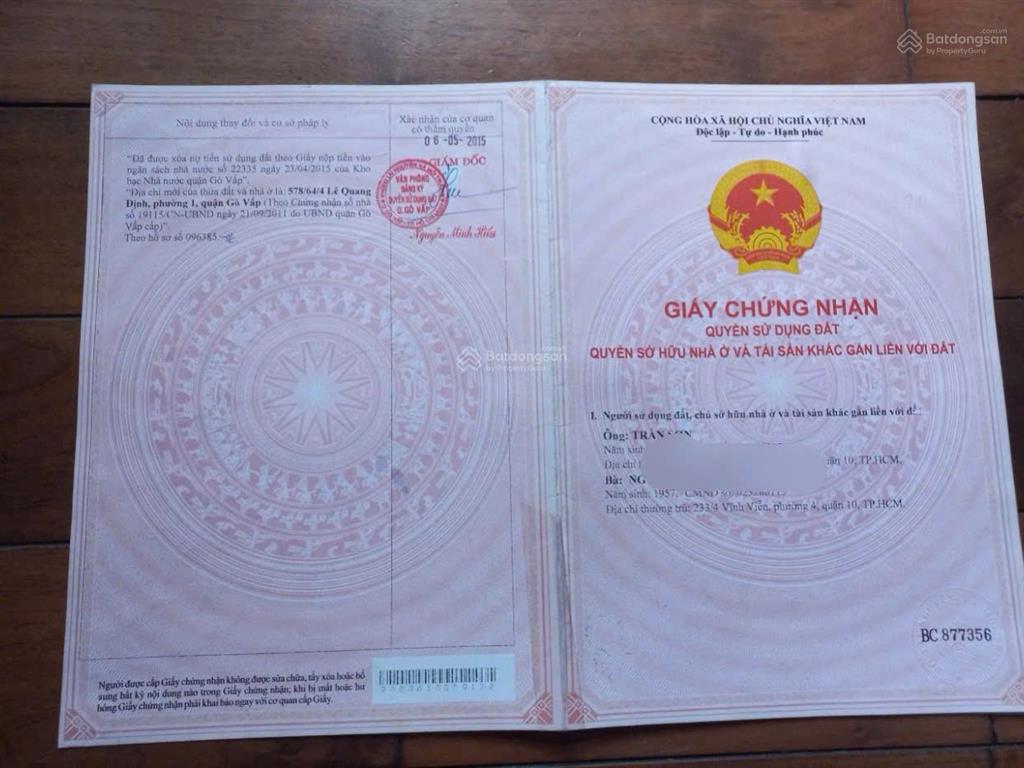 Chính chủ cần bán nhanh nhà tại lê quang định, phường 1, quận gò vấp, tp hồ chí minh