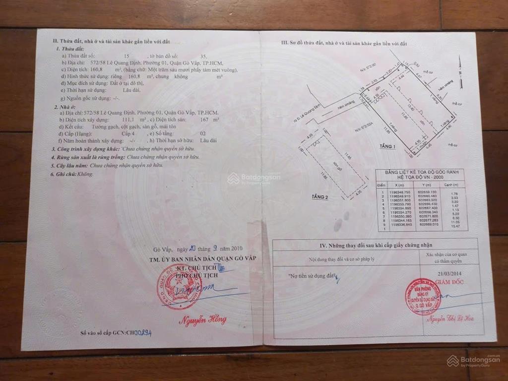 Chính chủ cần bán nhanh nhà tại lê quang định, phường 1, quận gò vấp, tp hồ chí minh