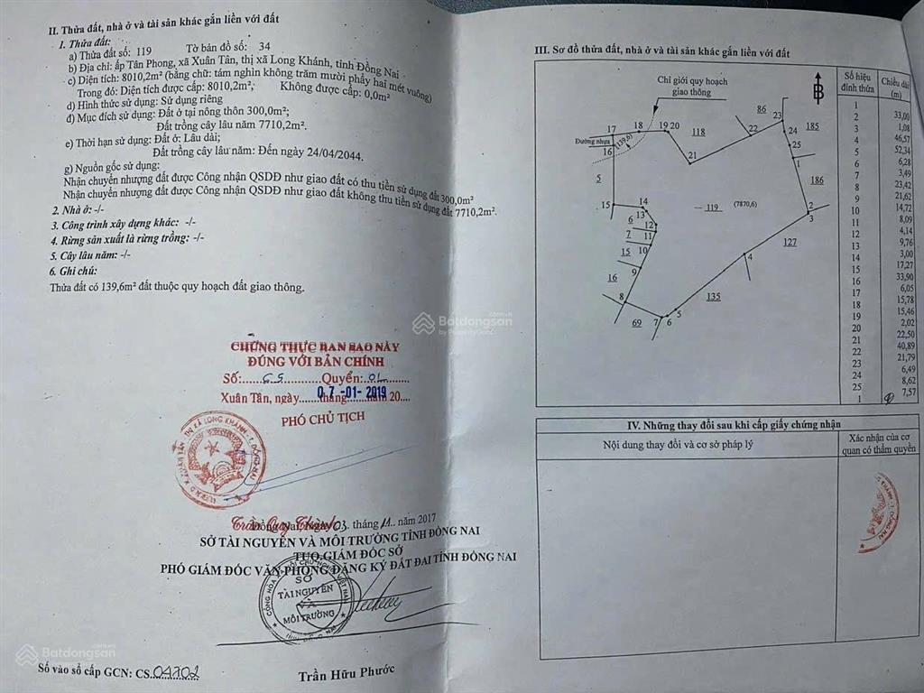 Cơ hội đầu tư sinh lời chính chủ bán quỹ đất 8.010m2 tại phường xuân tân, tp long khánh, đồng nai