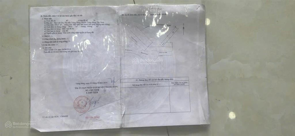 Chính chủ bán lô đất mặt tiền quốc lộ 22  phường trảng bàng, tây ninh