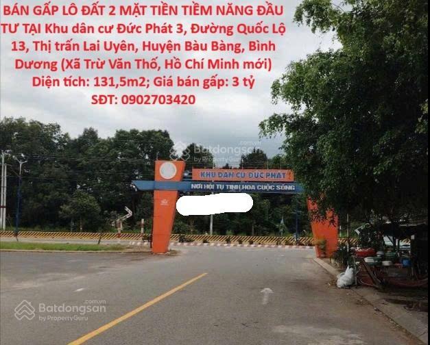Đất đẹp, giá tốt chính chủ bán gấp lô đất 2 mặt tiền tiềm năng đầu tư tại bàu bàng, bình dương