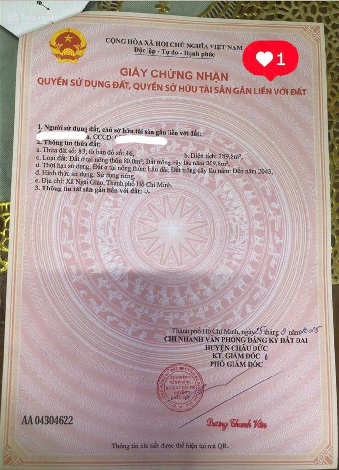 Đất đẹp  đầu tư sinh lời  chính chủ bán lô đất trung tâm ngãi giao, châu đức, brvt