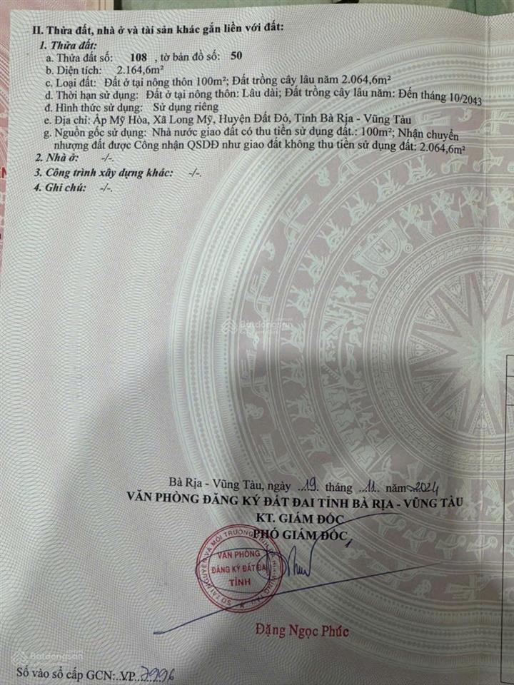 Cơ hội đầu tư sinh lời  chính chủ bán lô đất xã long mỹ, đất đỏ, bà rịa vũng tàu