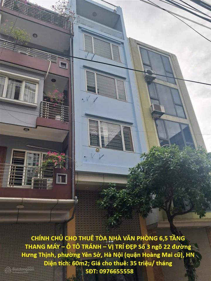 Chính chủ cho thuê tòa nhà văn phòng 6,5 tầng thang máy ô tô tránh vị trí đẹp yên sở, tp hà nội
