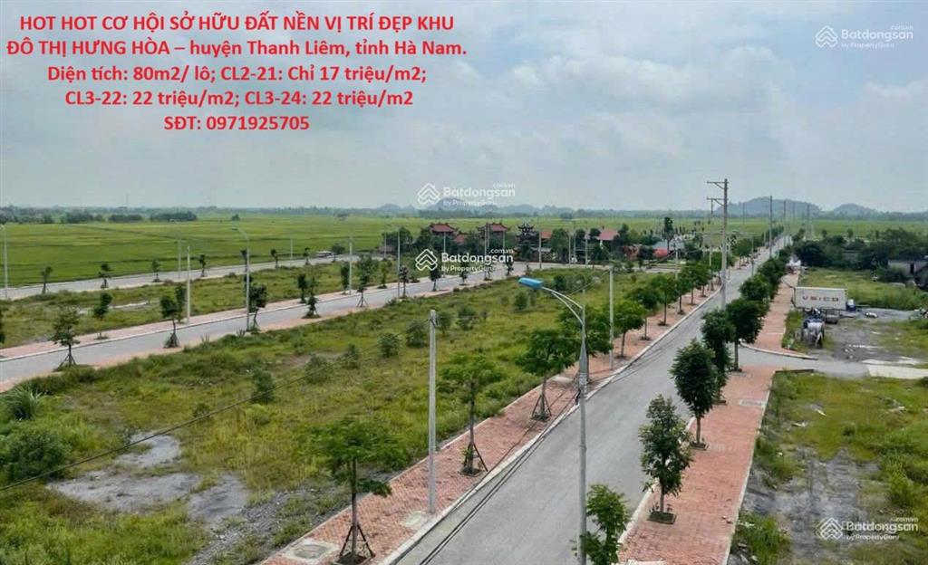 Hot hot cơ hội sở hữu đất nền vị trí đẹp khu đô thị hưng hòa huyện thanh liêm, tỉnh hà nam