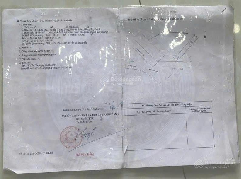 Chính chủ bán nhanh đất mặt tiền quốc lộ 22 đang kinh doanh phường trảng bàng, tây ninh