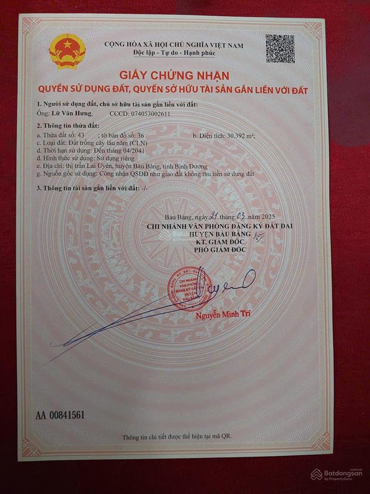 Lô đất siêu đẹp  giá tốt  cần bán gấp lô đất mặt tiền vị trí tại huyện bàu bàng, tỉnh bình dương