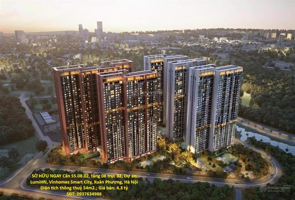 Sở hữu ngay căn s5.08.02, tầng 08 trục 02, dự án lumihn, vinhomes smart city, xuân phương, hà nội