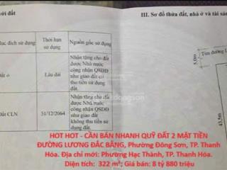 Hot  cần bán nhanh đất 2 mặt tiền đường lương đắc bằng, phường đông sơn, tp. thanh hóa