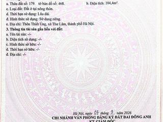 Chính chủcần bán nhanh lô đất thổ cư (lô góc)  giá tốt  vị trí tại xã thư lâm, đông anh, hà nội