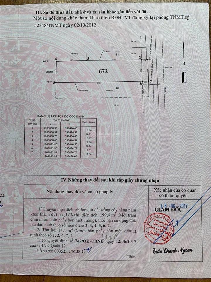 Bán lô đất 370m ngang 12m giá 24.9 tỷ phường thới an, quận 12, tp hồ chí minh